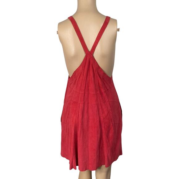 Free People Meet in The Middle Red Goat Suede Slip Dress SZ S - Picture 8 of 11